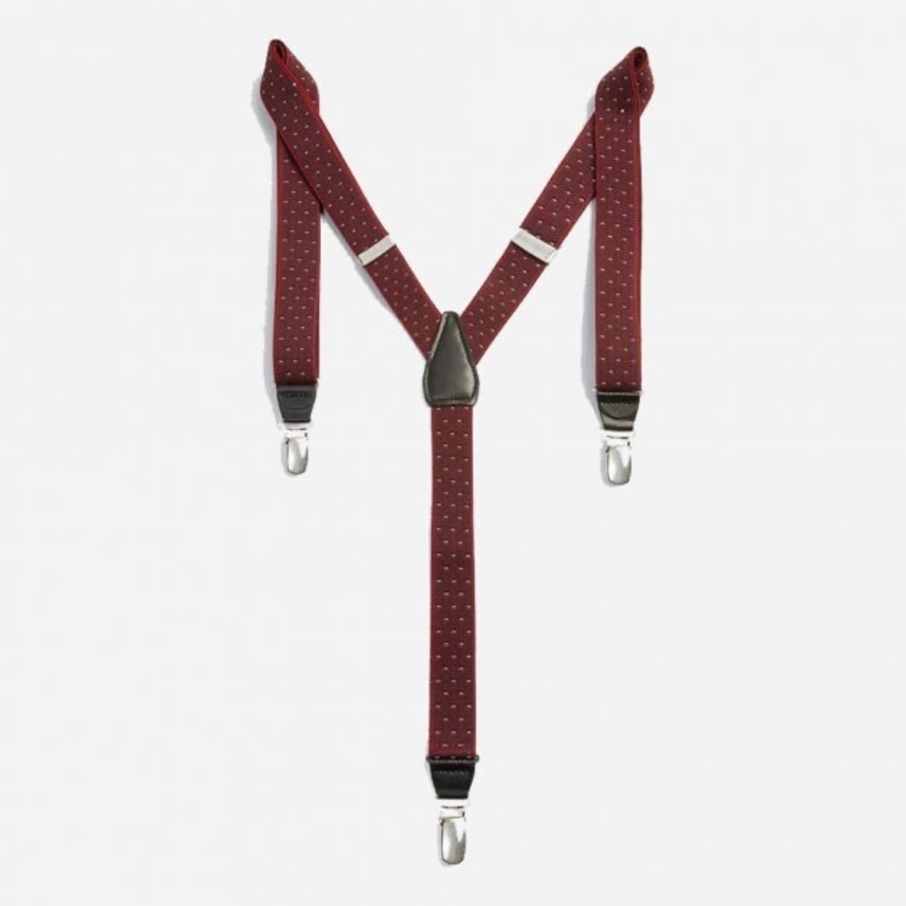 NWT. Zara Men Red Dot Print Suspenders.